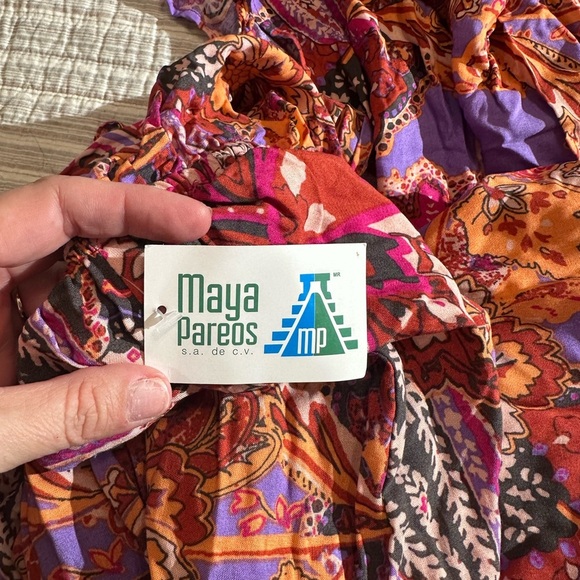 Maya Coral Colorful Keyhole Neck Maxi Dress-Small-NWT - Picture 7 of 12